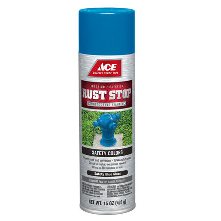 Ace Rust Stop Gloss Safety Blue Protective Enamel Spray Paint 15 oz