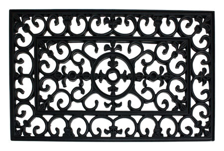 J&M Home Fashions Black Rubber Nonslip Doormat 30 in. L x 18 in. W