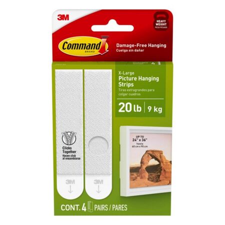 3M Command White Picture Hanging Strips 20 lb 4 pair
