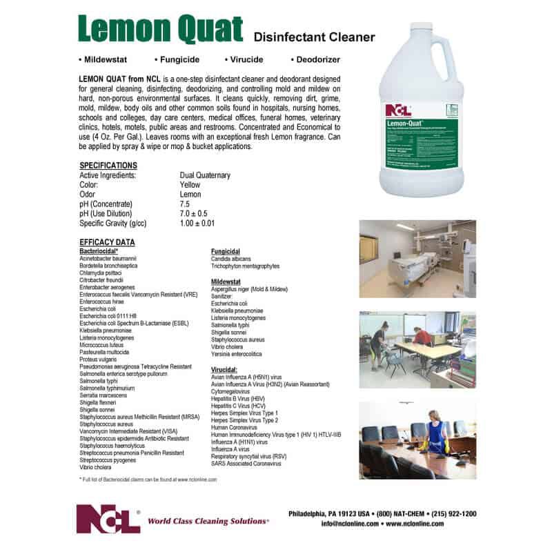 NCL LemonQuat Lemon Scent Concentrated Disinfectant 1 gal. Stine