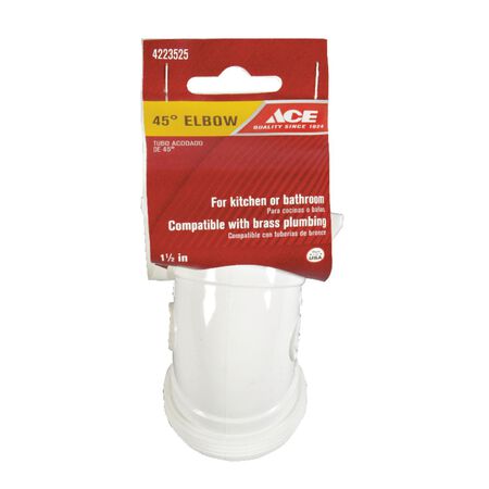 Ace 1-1/2 in. Slip in. X 1-1/2 in. D Slip Plastic 45 Degree Elbow 1 pk