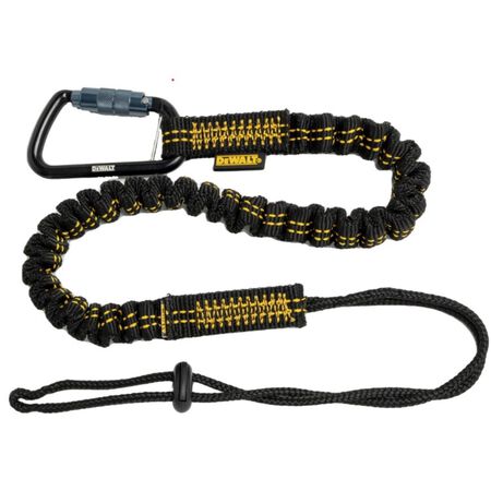 DeWalt Aluminum/Polyester Single Leg Lanyard 32 in. L 15 lb. cap. Black/Yellow 1 Pack
