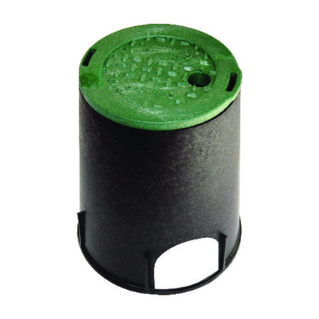NDS 8-3/8 inch W X 9-1/16 inch H Round Valve Box with Overlapping Cover Black/Green