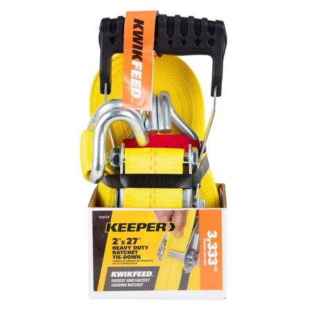Keeper KwikFeed 2 in. W X 27 ft. L Yellow Ratchet Tie Down 3333 lb. 1 Pack