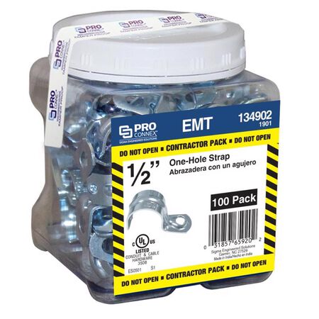 Sigma Engineered Solutions ProConnex 1/2 in. D Zinc-Plated Steel 1 Hole Strap 100 pk