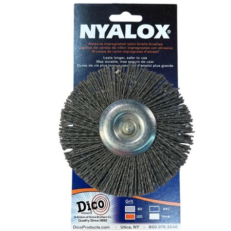 Dico Nyalox 4 in. Coarse Crimped Mandrel Mounted Wheel Brush Nylon 2500 rpm 1 pc
