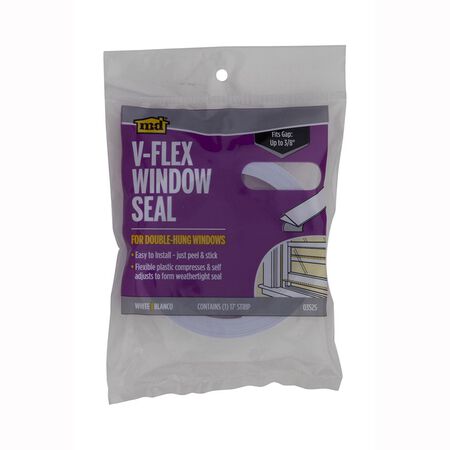 M-D White Plastic Weatherstrip For V Shaped 17 ft. L X 7/8 in.