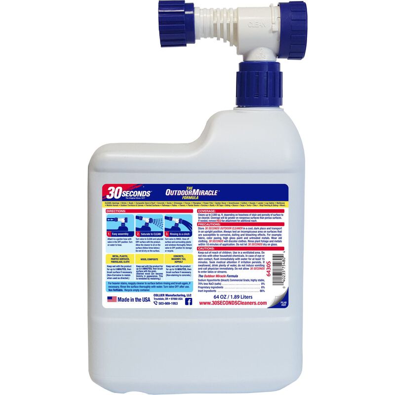 30 SECONDS Outdoor Cleaner Outdoor Algae Mold Mildew Cleaner 64 oz