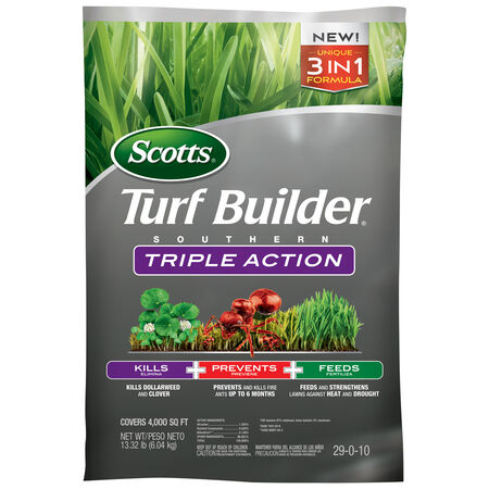 Scotts Turf Builder Southern Triple Action 29-0-10 Weed & Feed Lawn Fertilizer For Multiple Grass Ty