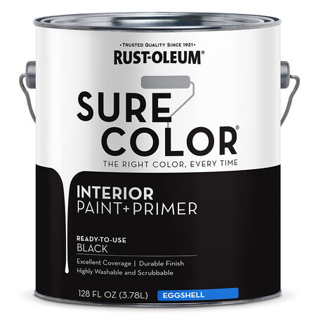 Rust-Oleum Sure Color Eggshell Black Water-Based Paint + Primer Interior 1 gal