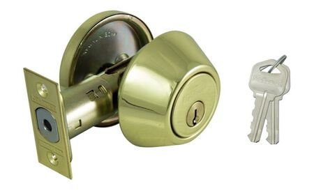 ProSource DB71V-PS Deadbolt, 3 Grade, Polished Brass, 2-3/8 to 2-3/4 in Backset, KW1 Keyway, Pack of 3