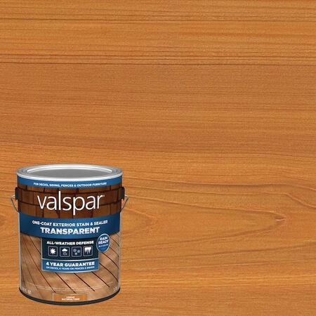 Valspar Pre-Tinted Cedar Naturaltone Transparent Exterior Wood Stain and Sealer in One,1 Gallon