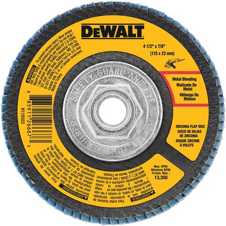 DeWalt 4-1/2 in. D X 7/8 in. Zirconia Type 29 Flap Disc 60 Grit 1 pc