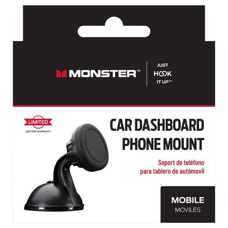 Monster Just Hook It Up Black Magnetic Cell Phone Car Mount For Universal