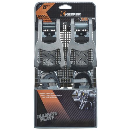Keeper 1.25 in. W X 8 ft. L Gray Tie Down w/Ratchet 1000 lb 2 pk