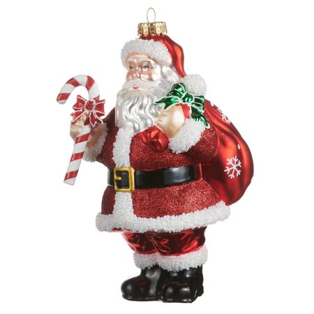 Raz 8 in.Santa with Candy Cane Ornament