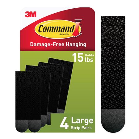 3M Command Black Large Picture Hanging Strips 16 lb 4 pk
