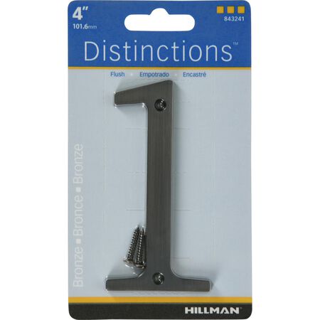 HILLMAN Distinctions 4 in. Bronze Zinc Die-Cast Screw-On Number 1 1 pc