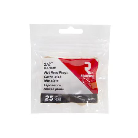 Richelieu Flat Birch Head Plug 1/2 in. D x .5 in. L 25 Pack Natural