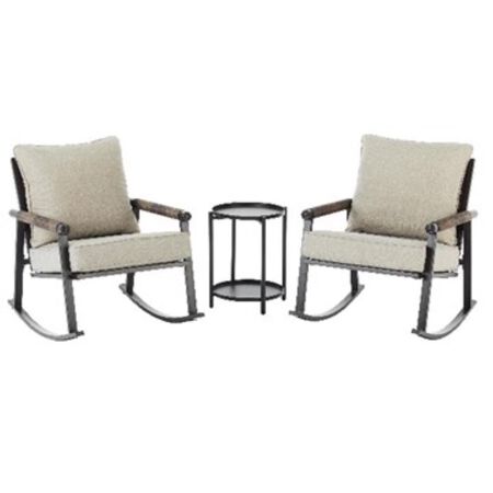 Living Accents Genesis Dark Gray Steel Frame Rocking Chair with End Table