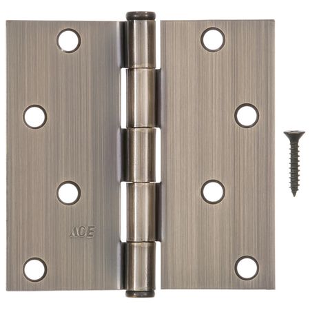 Ace 4 in. L Antique Brass Residential Door Hinge 1 pk