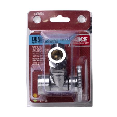 Ace 1/2 in. FPT T X 1/2 in. S FPT Brass Dual Shut-Off Valve