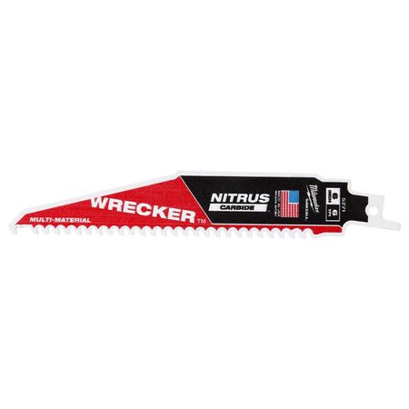 Milwaukee Wrecker 6 in. Nitrus Carbide Reciprocating Saw Blade 6 TPI 1 pk