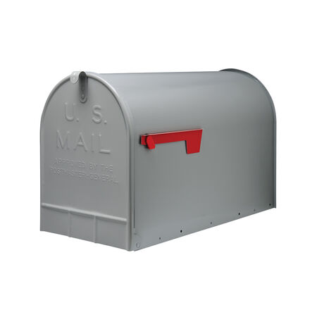 Gibraltar Mailboxes Stanley Classic Galvanized Steel Post Mount Gray Mailbox
