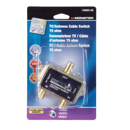Monster Just Hook It Up Indoor TV Antenna Cable Switch 1 pk