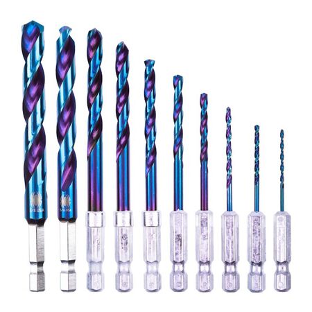 Spyder 10-Piece Assorted Mach-Blue Coated HSS Twist Drill Bit Set