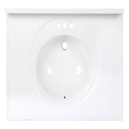 Arstar Standard Cultured Marble Bathroom Sink 37 in. W X 22 in. D White