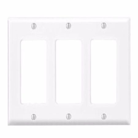 Leviton Antimicrobial Powder Coated White 3 gang Thermoset Plastic Decorator Wall Plate 1 pk