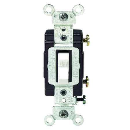 Leviton 15 amps Single Pole Toggle Switch White 1 pk
