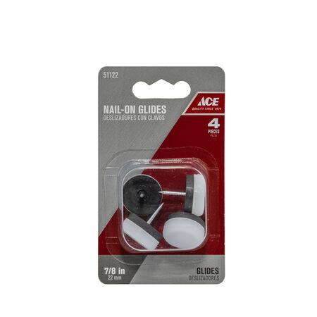 Ace White 7/8 in. Nail-On Plastic Cushioned Glide 4 pk