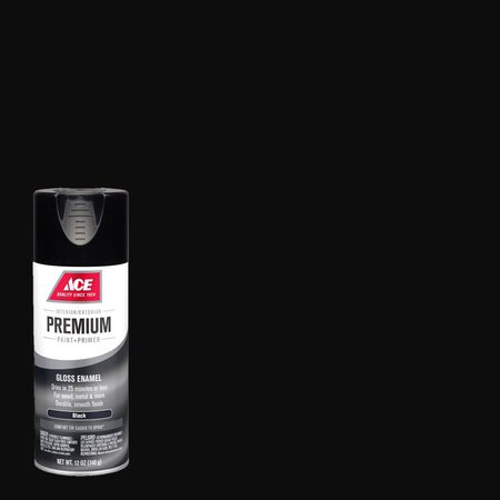 Ace Premium Gloss Black Paint + Primer Enamel Spray 12 oz