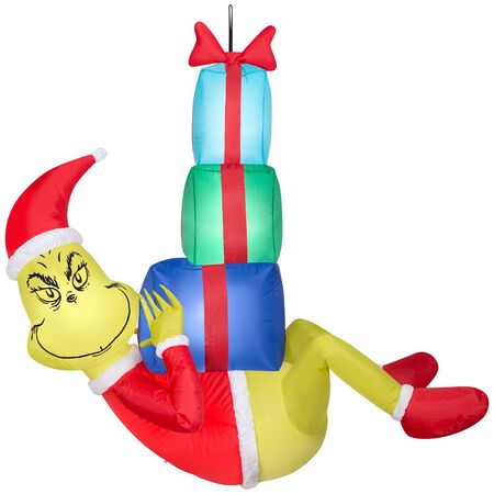 Dr. Seuss Airblown LED Hanging Grinch With Presents 4 ft. Inflatable
