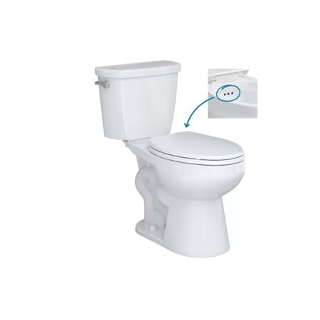 CRAFT + MAIN EASLEY FLUSH GUARD White Round Standard height 12-in Rough-In WaterSense 1.28 GPF Soft Close 2-piece Toile