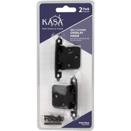 Kasaware Selfclose Inset Hinge, 3/8 in. Matte Black - Pack of 2