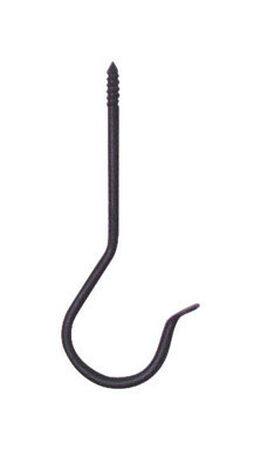 Panacea Black Wrought Iron Threaded J-Hook Wall Plant Hook 6 in. D x 6 in. H