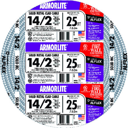 Southwire 25 ft. 14/2 Solid Aluminum Armored MC Cable