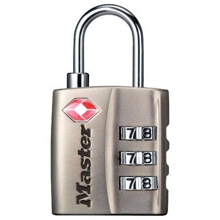Master Lock 1-5/16 in. H X 3/8 in. W X 1-3/16 in. L Metal 3-Dial Combination Luggage Lock