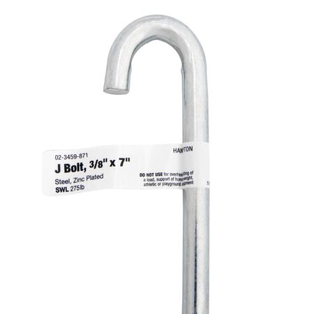 Hampton Small Zinc-Plated Silver Zinc 1 in. L J-Bolt 375 lb 1 pk