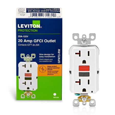 Leviton SmartlockPro 20 amps 125 V Duplex White GFCI Outlet 5-20R 1 pk