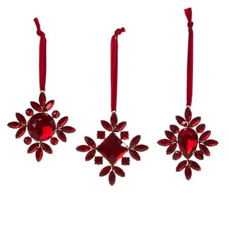 Raz Imports 3.5 in. RED JEWELED SNOWFLAKE ORNAMENT