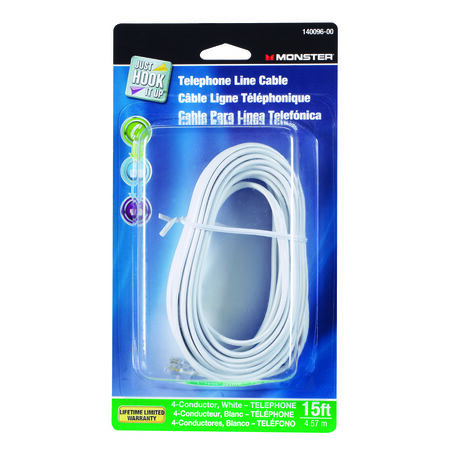 Monster Just Hook It Up 15 ft. L White Modular Telephone Line Cable