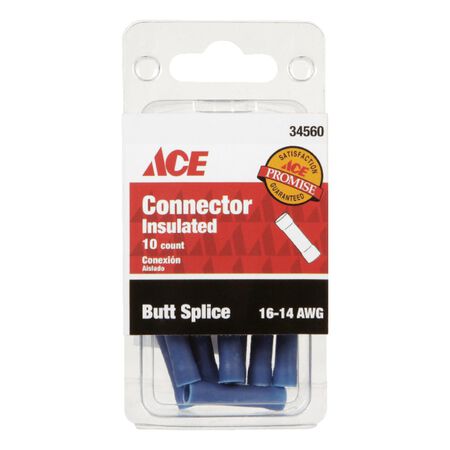 Ace Insulated Wire Butt Connector Blue 10 pk