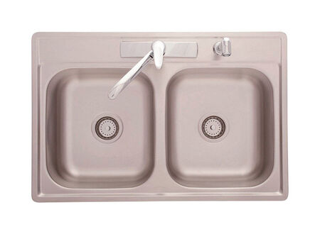 Franke Kindred Stainless Steel Top Mount 33 in. W X 22 in. L Two Bowls Kitchen Sink