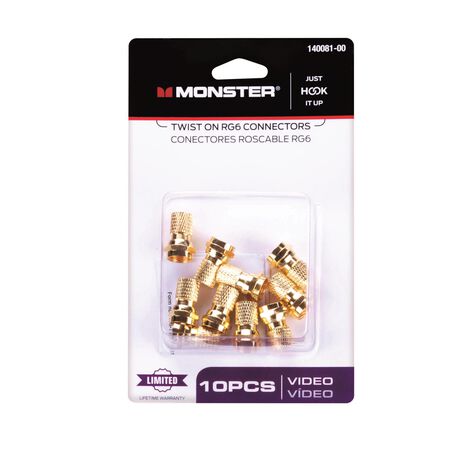 Monster Just Hook It Up Twist-On RG6 Coaxial Connector 10 pk