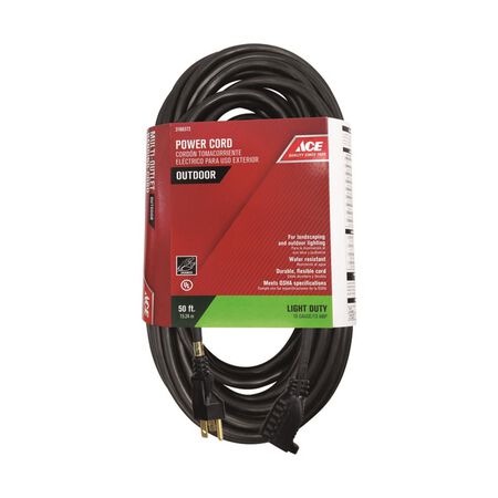 Ace Outdoor 50in. L Black Extension Cord 16/3 SJTW