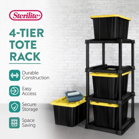 Sterilite 27gal Tote 57.5 In. H X 25.5 In. W X 27.625 In. D Plastic 4-tier Shelving Unit